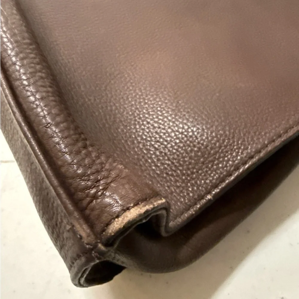 Vintage Large Fossil Tan Brown Leather Shoulder Bag Satchel Laptop Bag